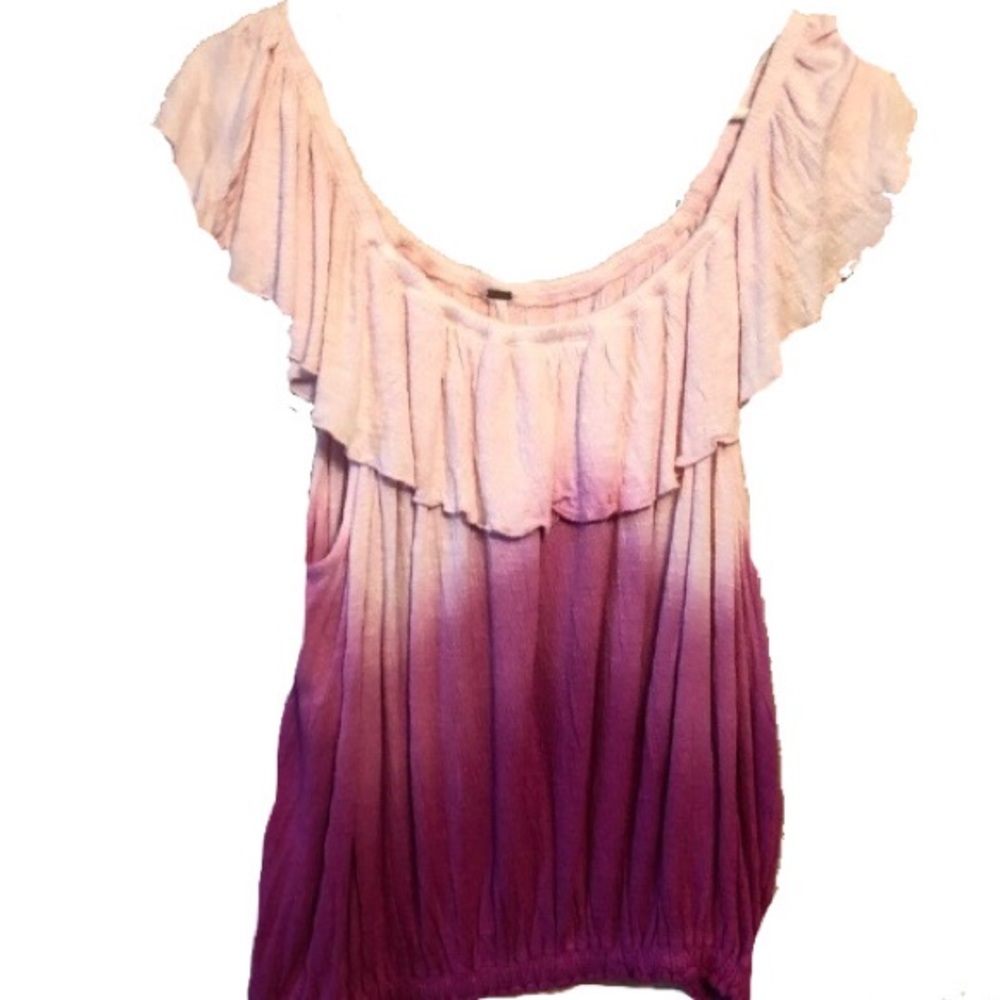 Pink Free People Bare shoulder flutter top